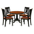 East West Furniture HLPL5-BCH-W 5 Piece Kitchen Table Set for 4 Includes a Round Dining Room Table with Pedestal and 4 Dining Chairs, 42x42 Inch, Black & Cherry