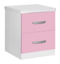 Better Home Products Cindy Faux Wood 2 Drawer Nightstand in Pink and White