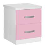 Better Home Products Cindy Faux Wood 2 Drawer Nightstand in Pink and White