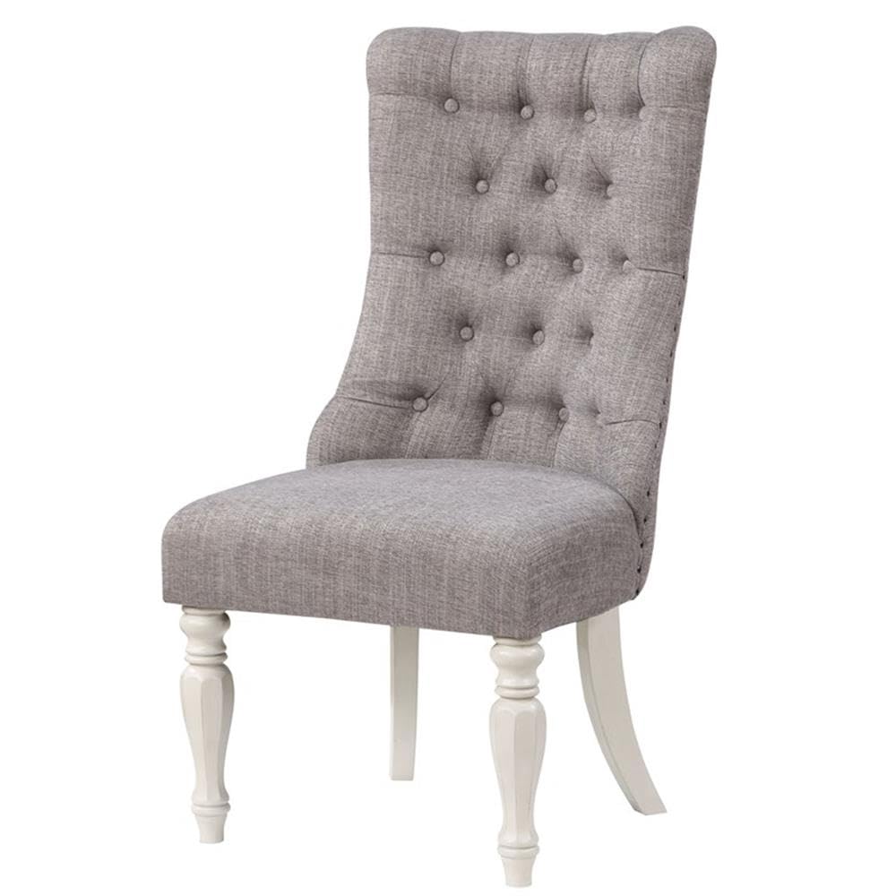 Acme Florain Wooden Side Chairs in Gray and Antique White (Set of 2)