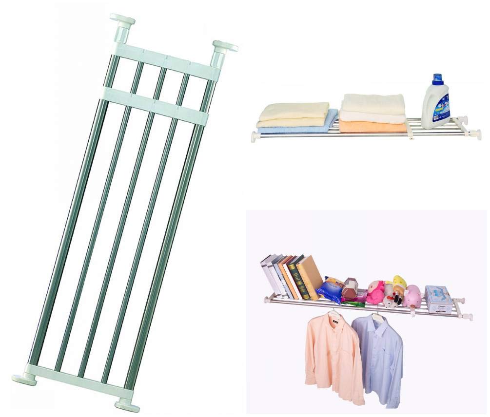 BAOYOUNI Closet Tension Shelf Expandable Clothes Rack Organizer Ivory