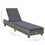 vidaXL Sunbed with Cushion Poly Rattan Gray