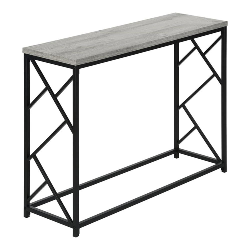 Monarch Specialties 3532 Accent Table, Console, Entryway, Narrow, Sofa, Living Room, Bedroom, Metal, Laminate, Grey, Black, Contemporary, Modern Table-44 Hall, 44&quot; L X 13.75&quot; W X 32&quot; H