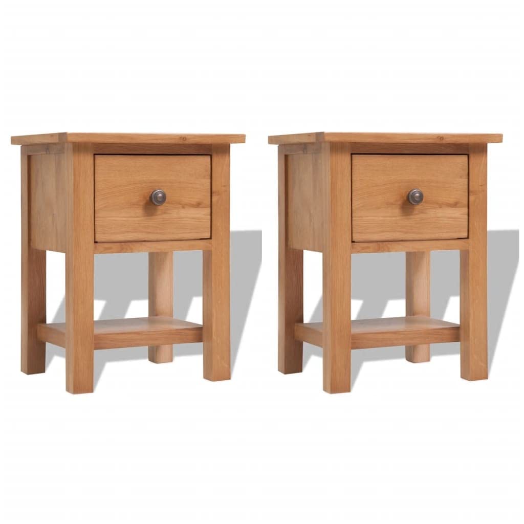 vidaXL Nightstands 2 pcs 14.2&quot;x11.8&quot;x18.5&quot; Solid Oak Wood