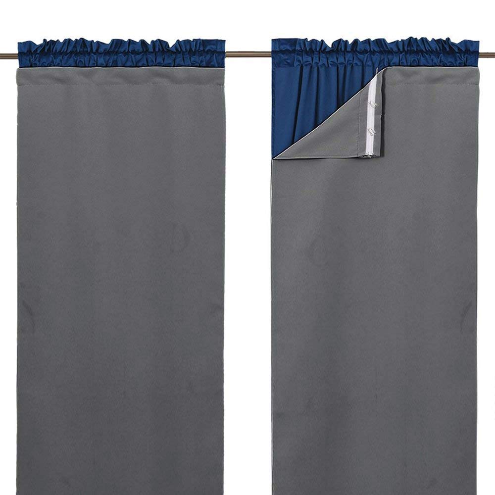 NICETOWN Door Curtains for Doorway, Bonus Curtain Hooks, Each is 27'' x 80'', Grey, Blackout Drapery Liners for 84 inch Curtains