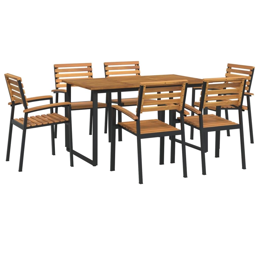 vidaXL Solid Acacia and Metal Patio Dining Set - Thumbnail 3