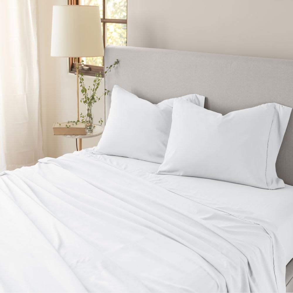 Jennifer Adams Eternal Sheet Set, 4-Piece Microfiber Sheets & Pillowcases - Ultra-Soft, Breathable And Wrinkle-Resistant (White,