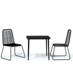 vidaXL Patio Dining Set 3 Piece - Black Steel Frame & Glass Tabletop, PE Rattan Chairs - Weather-Resistant, Easy-to-Clean - 31.5"x31.5" Table