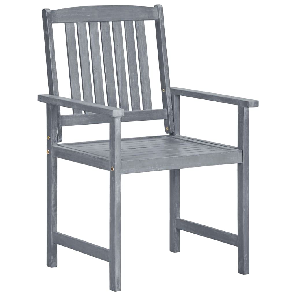 vidaXL Patio Chairs 2 Pcs, Patio Dining Chair with Cushions, Outdoor Chair for Deck Garden Lawn Balcony, Farmhouse, Gray Solid Wood Acacia