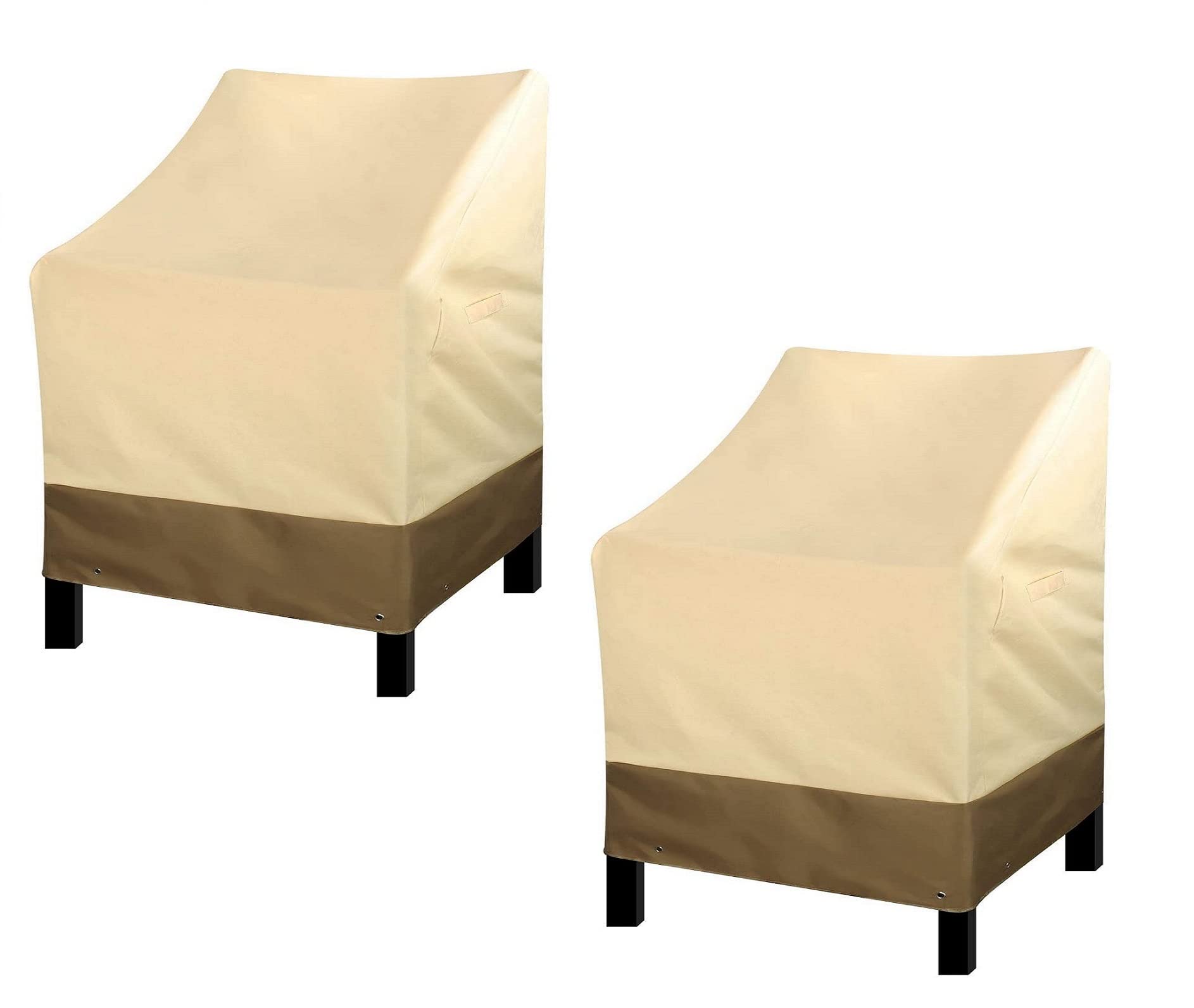 Rosielily Outdoor Chair Covers, Patio Chair Covers Waterproof, 600D Heavy Duty Stackable Patio Furniture Covers, Standard-2 Pack, Khaki&Brown