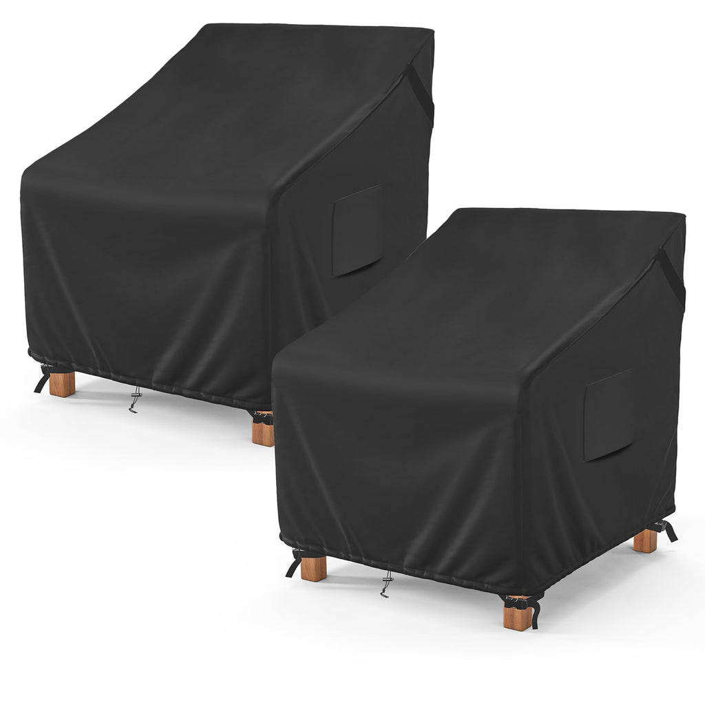 Mr. Cover Patio Furniture Covers Waterproof, Outdoor Chair Covers For Rocking Chair, Fits Up To 32W X 37D X 36H Inches, Ventilated Air Vents And Convenient Handles Included, Black, 2 Pack