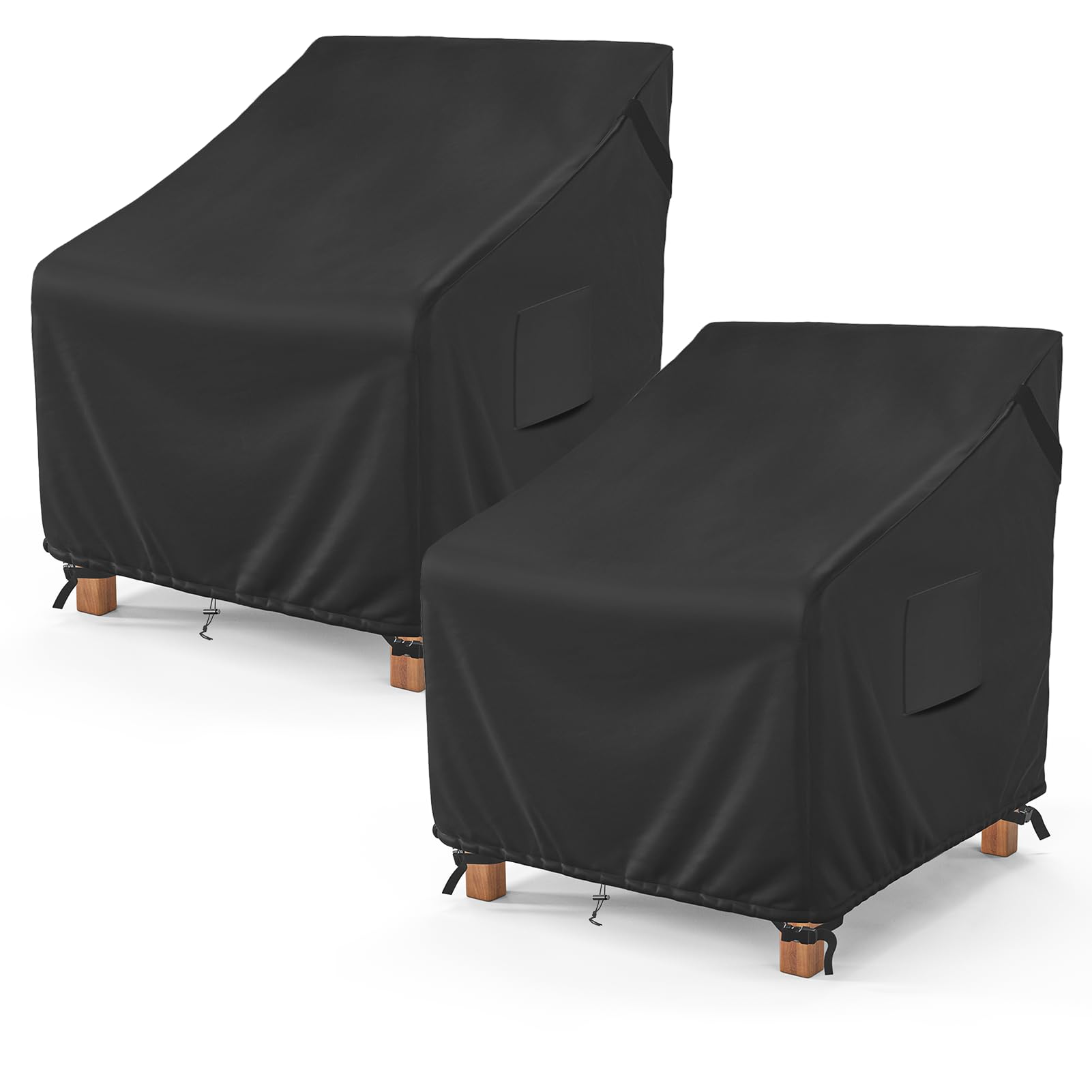 Mr. Cover Patio Furniture Covers Waterproof, Outdoor Chair Covers For Rocking Chair, Fits Up To 32W X 37D X 36H Inches, Ventilated Air Vents And Convenient Handles Included, Black, 2 Pack