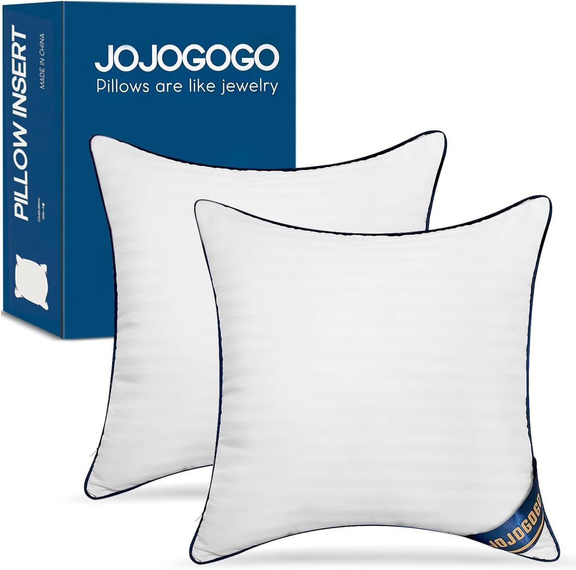 JOJOGOGO 24x24 Indoor Large Fluffy Throw Pillow Inserts Set of 2, 24 x 24 Synthetic Down Alternative Stuffing Square Pillow Inse