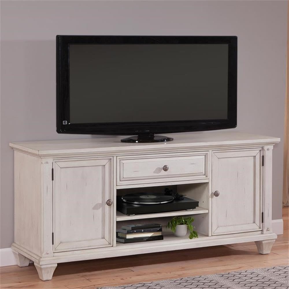 American Woodcrafters Sedona Off White Vintage Style 66-Inch Wood Tv Console