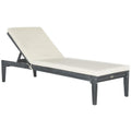 SAFAVIEH Outdoor Collection Montclair Ash Grey Solid Wood/Beige Cushion Adjustable Chaise Lounge Chair (PAT6731B)