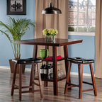Ergode Harrington Drop Leaf High Table Set | Solid Wood | Walnut Finish | 39.37' W x 31.5' D x 36.22' H | Includes 2 Stools | Fully Assembled (94362-VV)