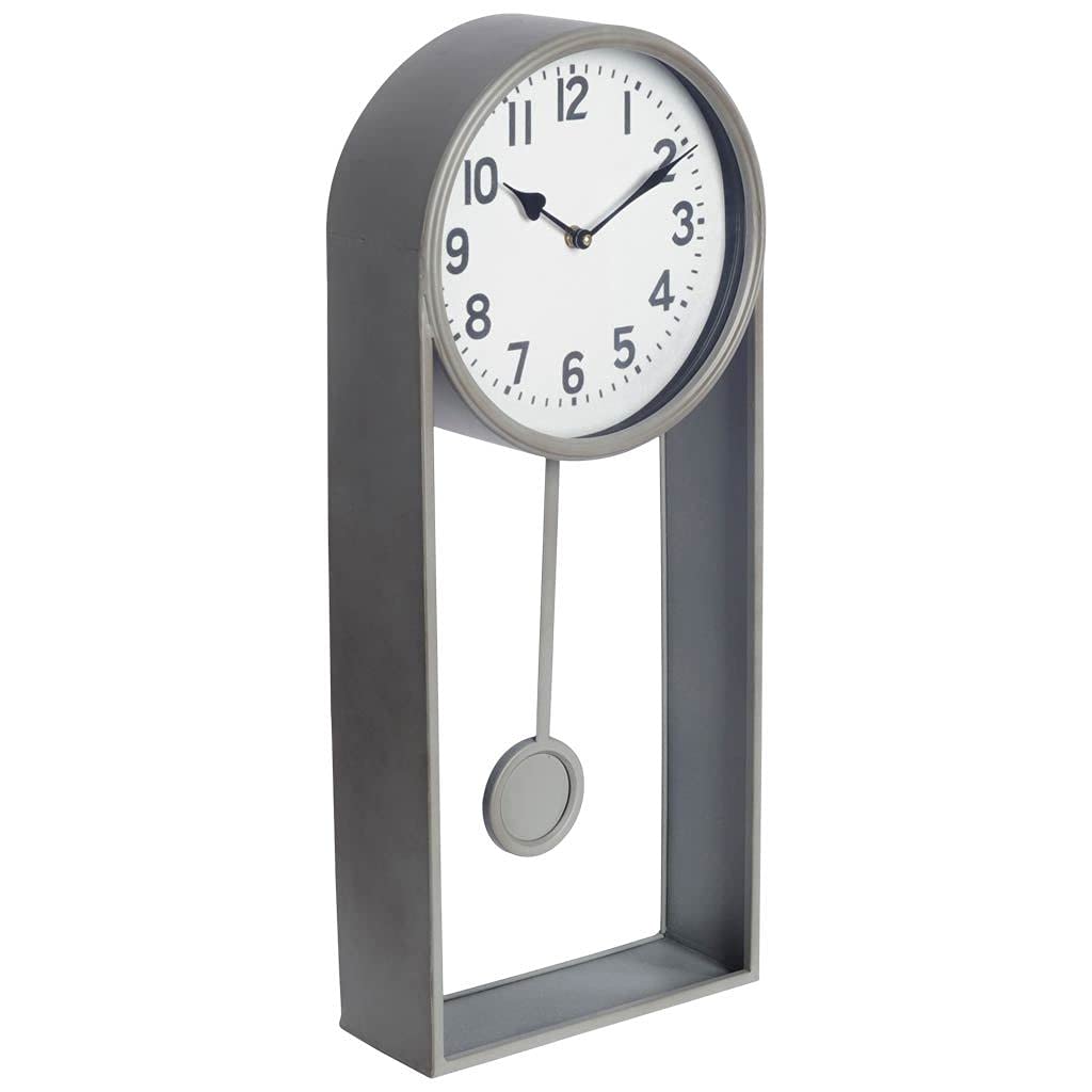 HomeRoots Metal Small Pendulum Silver Clock