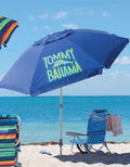 Tommy Bahama 6.5 ft Beach Umbrella Fiberglass with Sand Anchor Pole UPF 100+ and Tilt