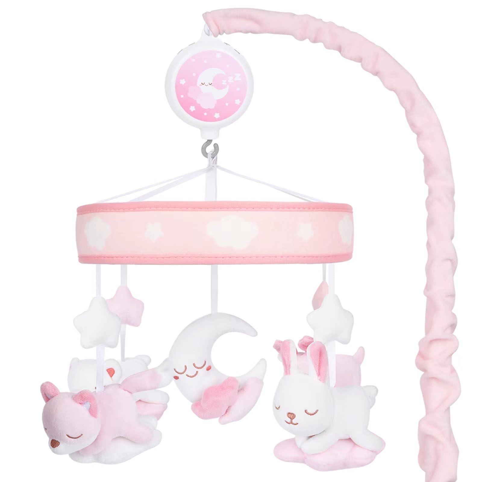 YIERCHOO Crib Mobile for Girls, Baby Mobile for Crib with 12 Lullabies Digital Musical Box, 3 Modes, Volume & Songs Control, Pin
