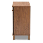 Baxton Studio Coolidge Modern and Contemporary Walnut Finished 4-Shelf Wood Shoe Storage Cabinet