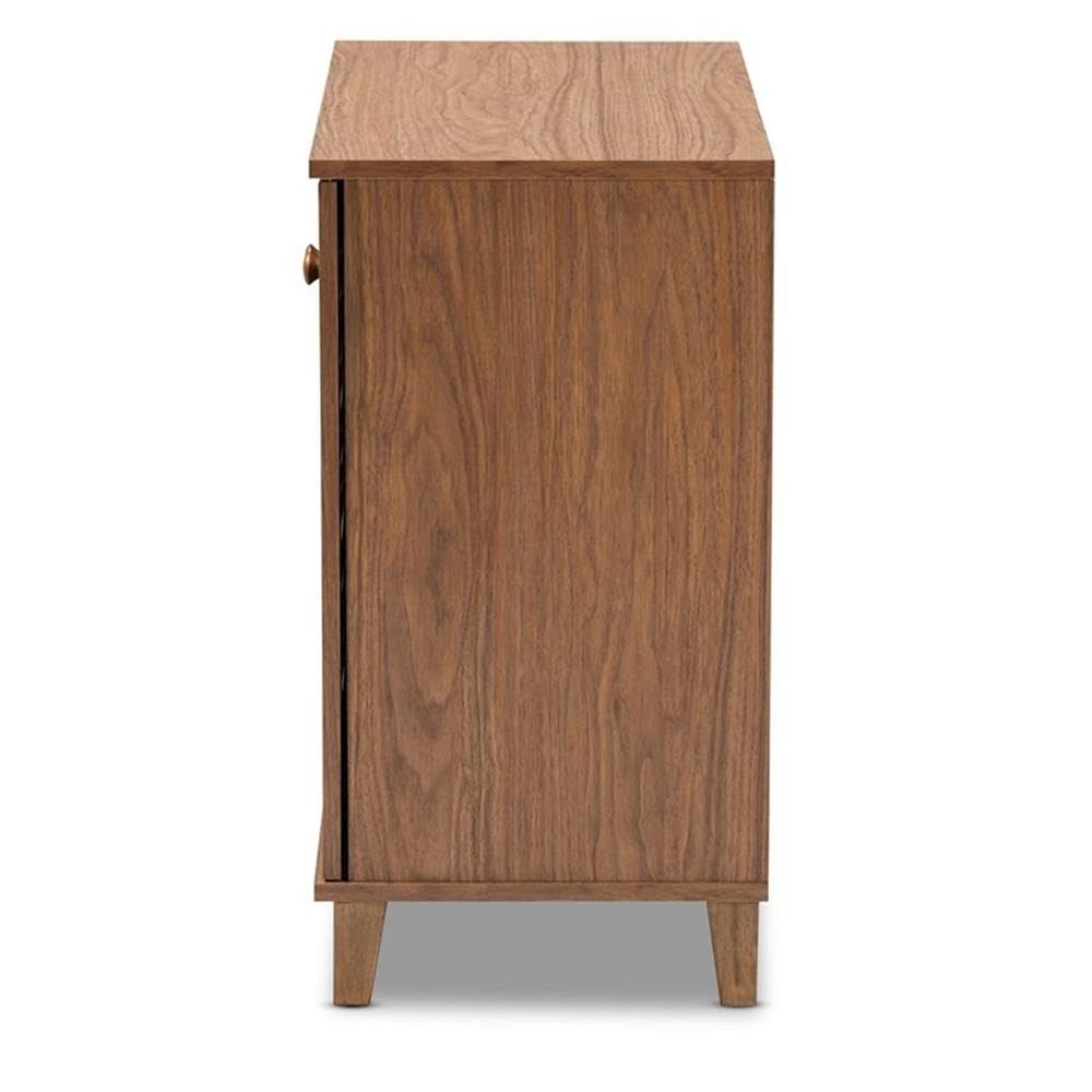 Baxton Studio Coolidge Modern and Contemporary Walnut Finished 4-Shelf Wood Shoe Storage Cabinet
