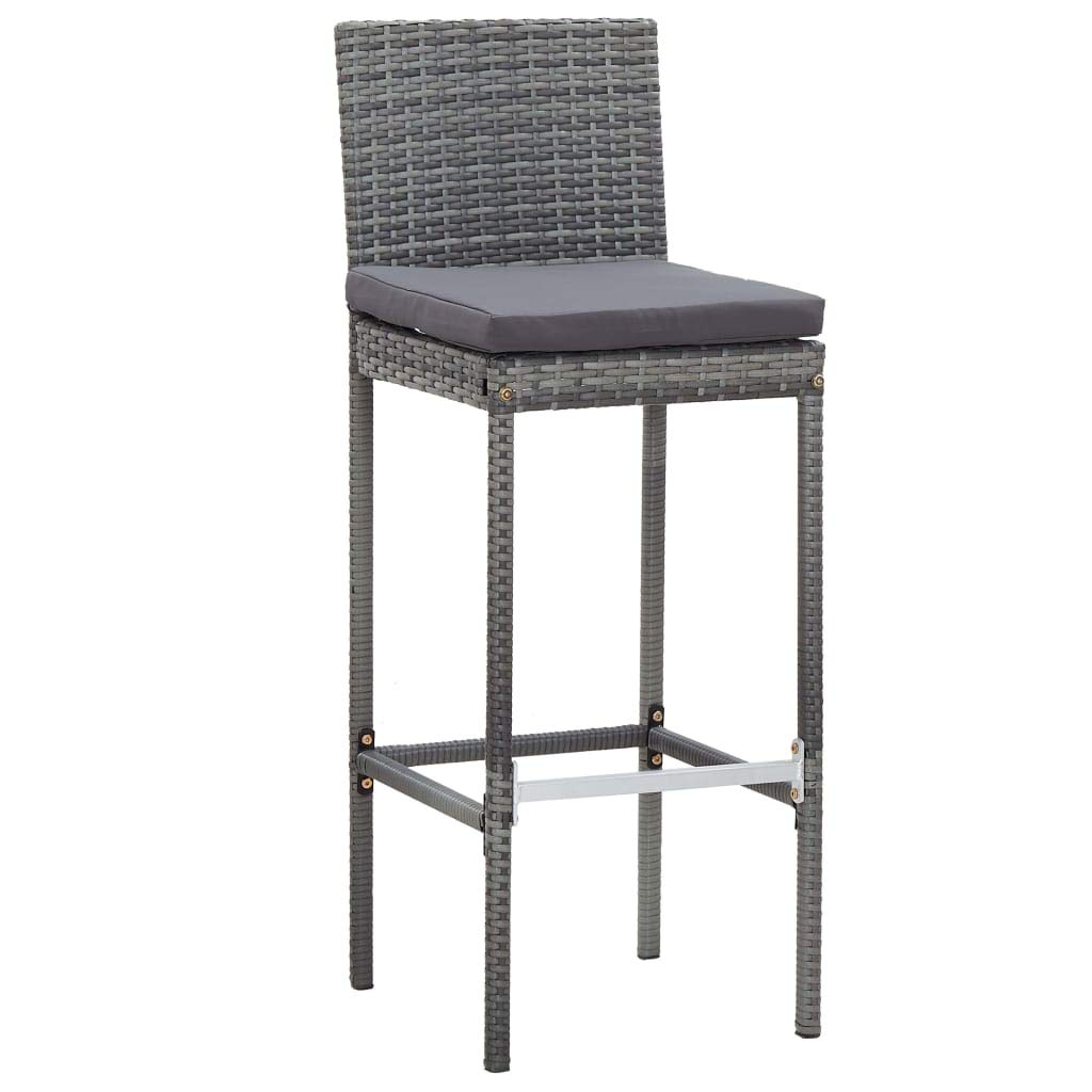 7 Piece Patio Bar Set with Cushions Poly Rattan Gray