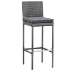 7 Piece Patio Bar Set with Cushions Poly Rattan Gray