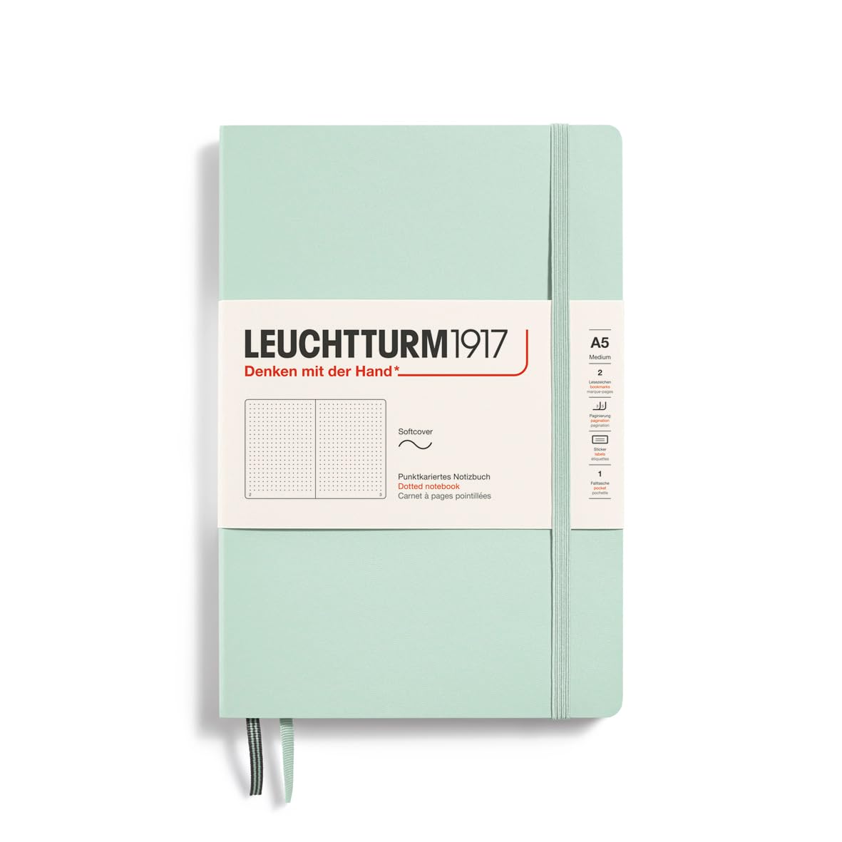 Leuchtturm1917 - Notebook Softcover Medium A5-123 Numbered Pages For Writing And Journaling (Mint Green, Dotted)