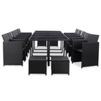 INLIFE 15 Piece Patio Dining Set with Cushions Poly Rattan Black-Black