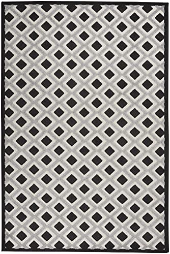 HomeRoots 100% Polypropylene 4’ x 6’ Black White Gray Indoor Outdoor Area Rug