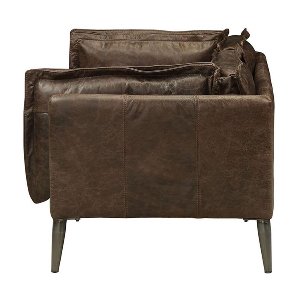 Acme Porchester Leather Loveseat in Distress Chocolate