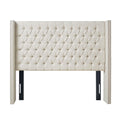 Madison Park Amelia Upholstered Headboard | Nail Head Trim Wingback Button Tufted | Queen, Cream