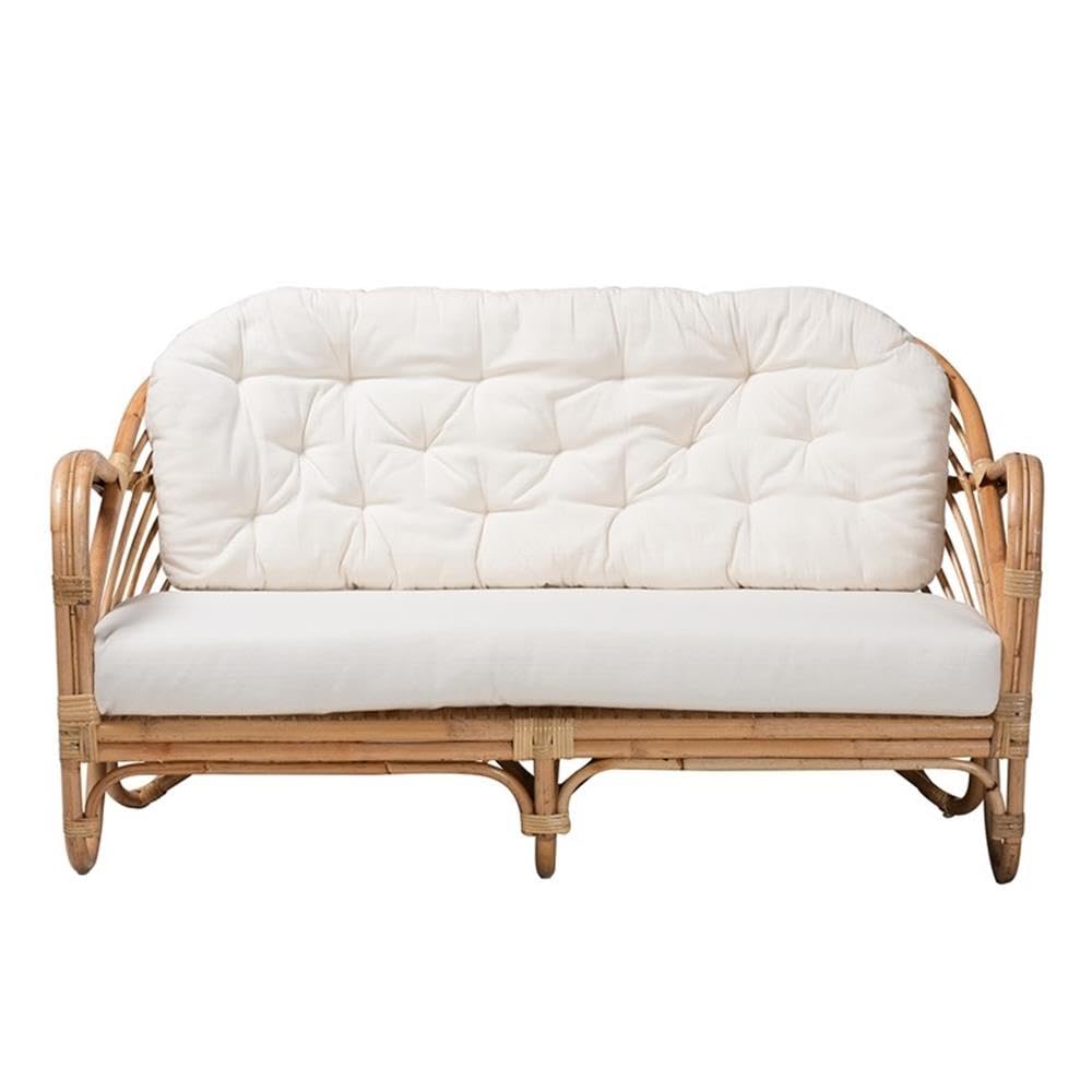 Baxton Studio Aliane Modern Bohemian Natural Brown Antique Rattan Loveseat Natural BrownMaterial