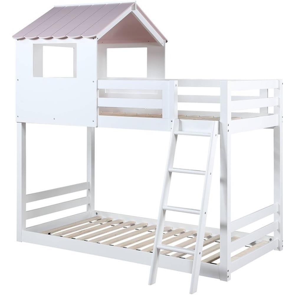 Acme Solenne T T Bunk Bed in White & Pink Finish