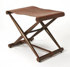 HomeRoots Medium Brown Brown Wood and Leather Portable Stool