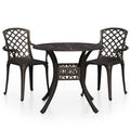vidaXL 3-Piece Patio Bistro Set - Sturdy Cast Aluminum Garden Furniture - Elegant Bronze Finish with Umbrella Hole - for Outdoor Seating and Dining