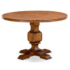 East West Furniture IR3-0N-TP Irving Kitchen Dining Table - a Round Wooden Table Top with Pedestal Base, 48x48 Inch, Sandblasting Antique Walnut