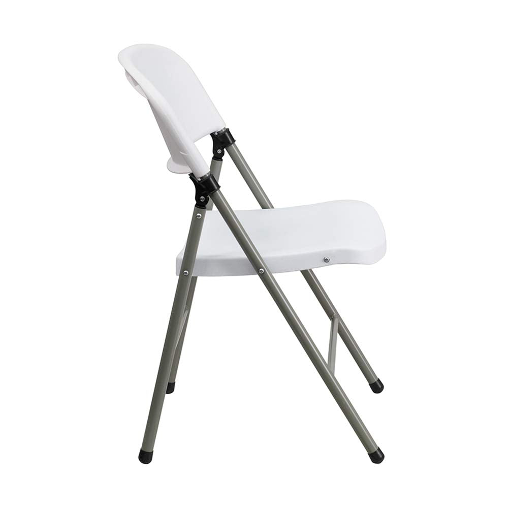 Flash Furniture Hercules Series 330 Lb. Capacity White Plastic Folding Chair With Gray Frame