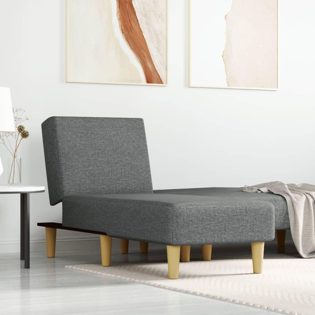 vidaXL Adjustable Chaise Longue in Dark Gray Fabric- Versatile Lounge Sofa Seat for Living Room, Bedroom with Modern Design and High-Density Foam