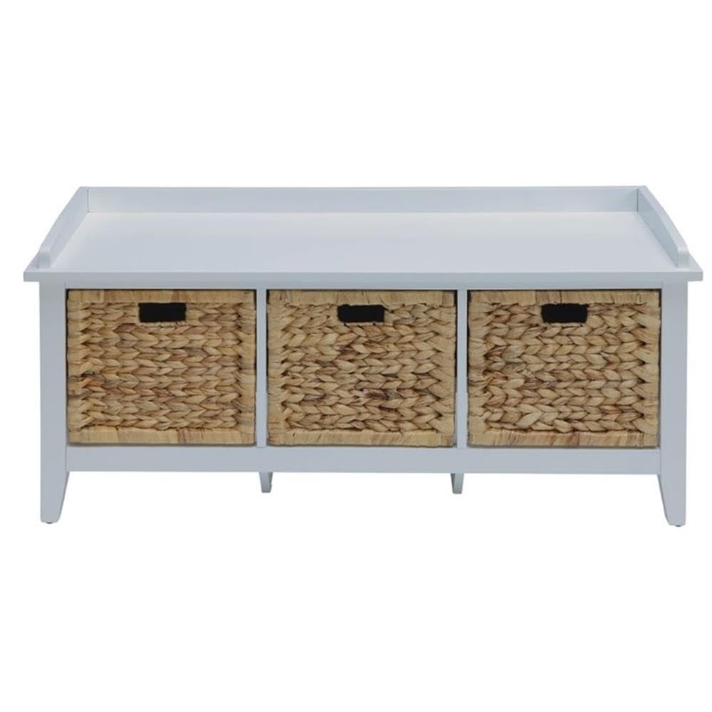 Acme Flavius 3-Drawer Wooden Storage Bench in White