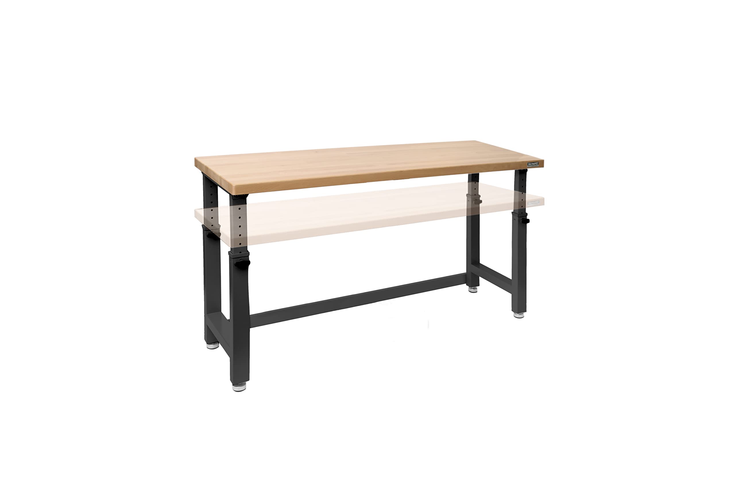 Seville Classics Ultrahd Heavy Duty Workbench Table W/Solid Wood Top, 1000 Lbs. Weight Capacity Workstation For Garage, Warehouse, Workshop, Granite, 60' W X 24' D X 28.5' To 42' H Desktop