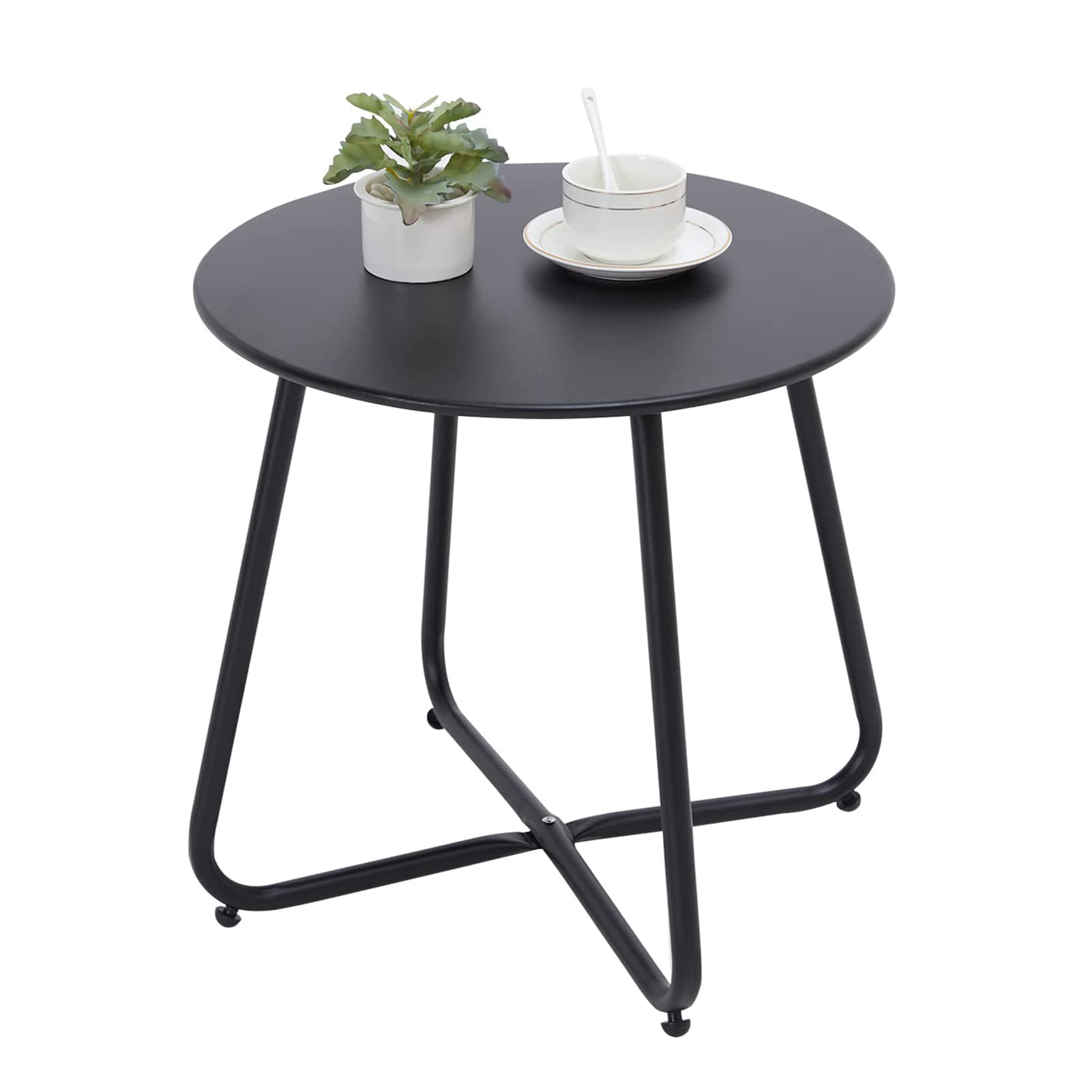 Juserox Outdoor Table Small Patio Side Table, Round Metal Side Table, Weatherproof, Portable, Outdoor End Table For Garden, Balc