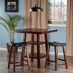 Ergode Harrington Drop Leaf High Table Set | Solid Wood | Walnut Finish | 39.37' W x 31.5' D x 36.22' H | Includes 2 Stools | Fully Assembled (94362-VV)