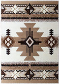 YHSF South West Native American Area Rug C318 (Ivory, 5 Feet x 7 Feet)