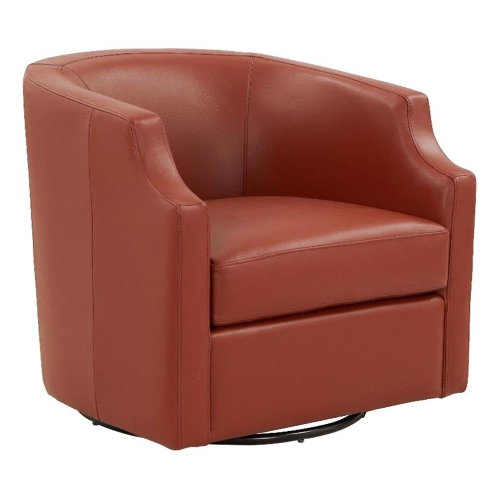 Comfort Pointe Erenson Caramel Top Grain Leather Swivel Glider Barrel Chair