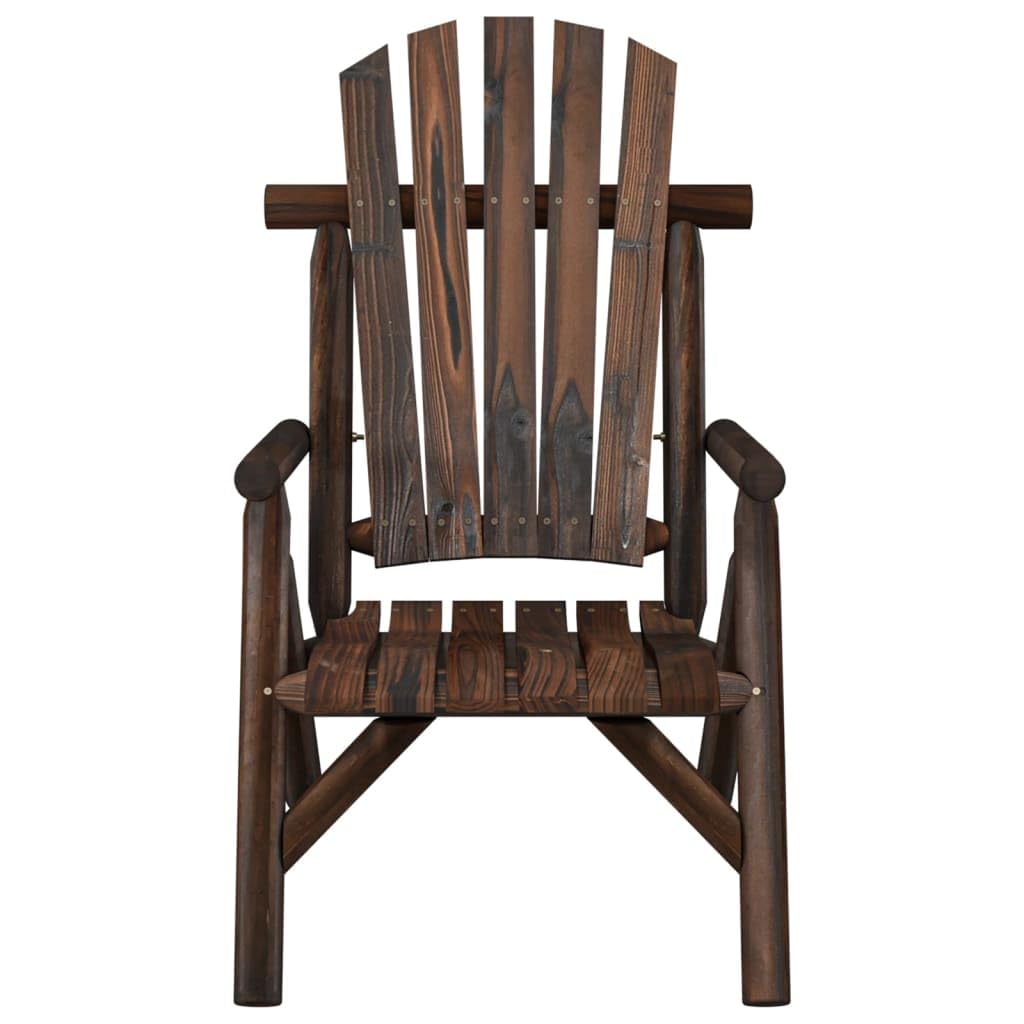 vidaXL Outdoor Adirondack-Style Patio Chair with Burned-Look Finish - Durable Solid Spruce Wood - 26.8x33.9x40.6 inches