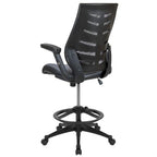 Flash Furniture Kale High Back Dark Gray Mesh Spine-Back Ergonomic Drafting Chair With Adjustable Foot Ring And Adjustable Flip-Up Arms