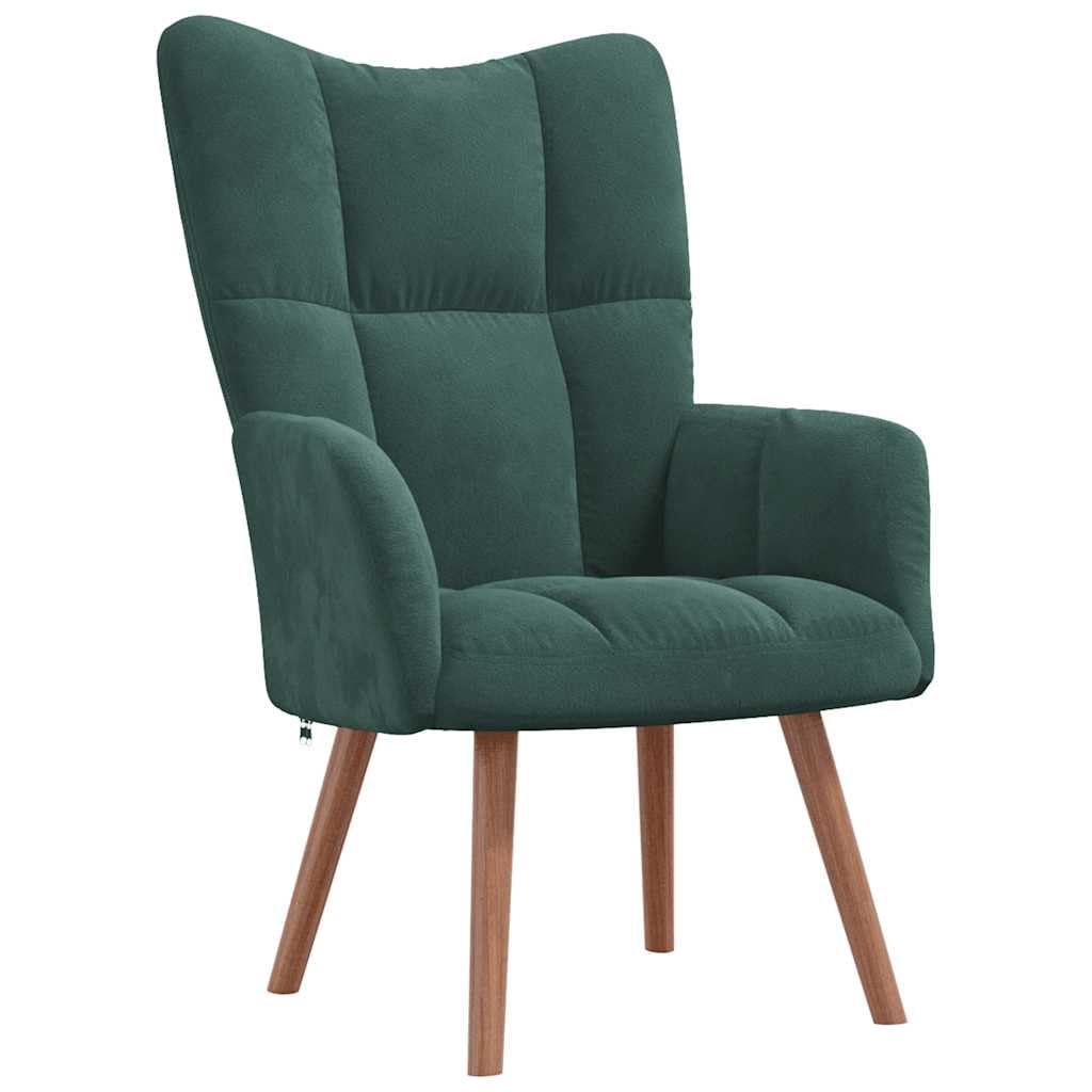 vidaXL Velvet Relaxing Chair in Dark Green, Comfortable and Stylish Lounge Seating with Foam Filling and Steel Frame, Suitable for Living Room or Office