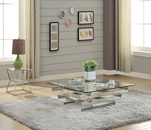 Acme Salonius 41&quot; Square Glass Top Coffee Table in Clear