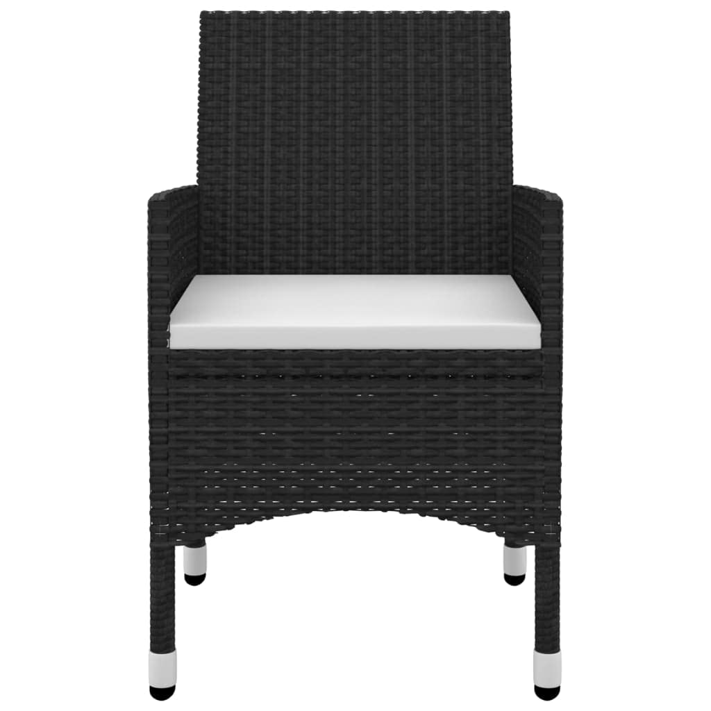 vidaXL 5 Piece Weather-Resistant Patio Dining Set with Cushions - Poly Rattan, Steel, Glass – Black/Cream White - Ideal for Outdoor Entertaining